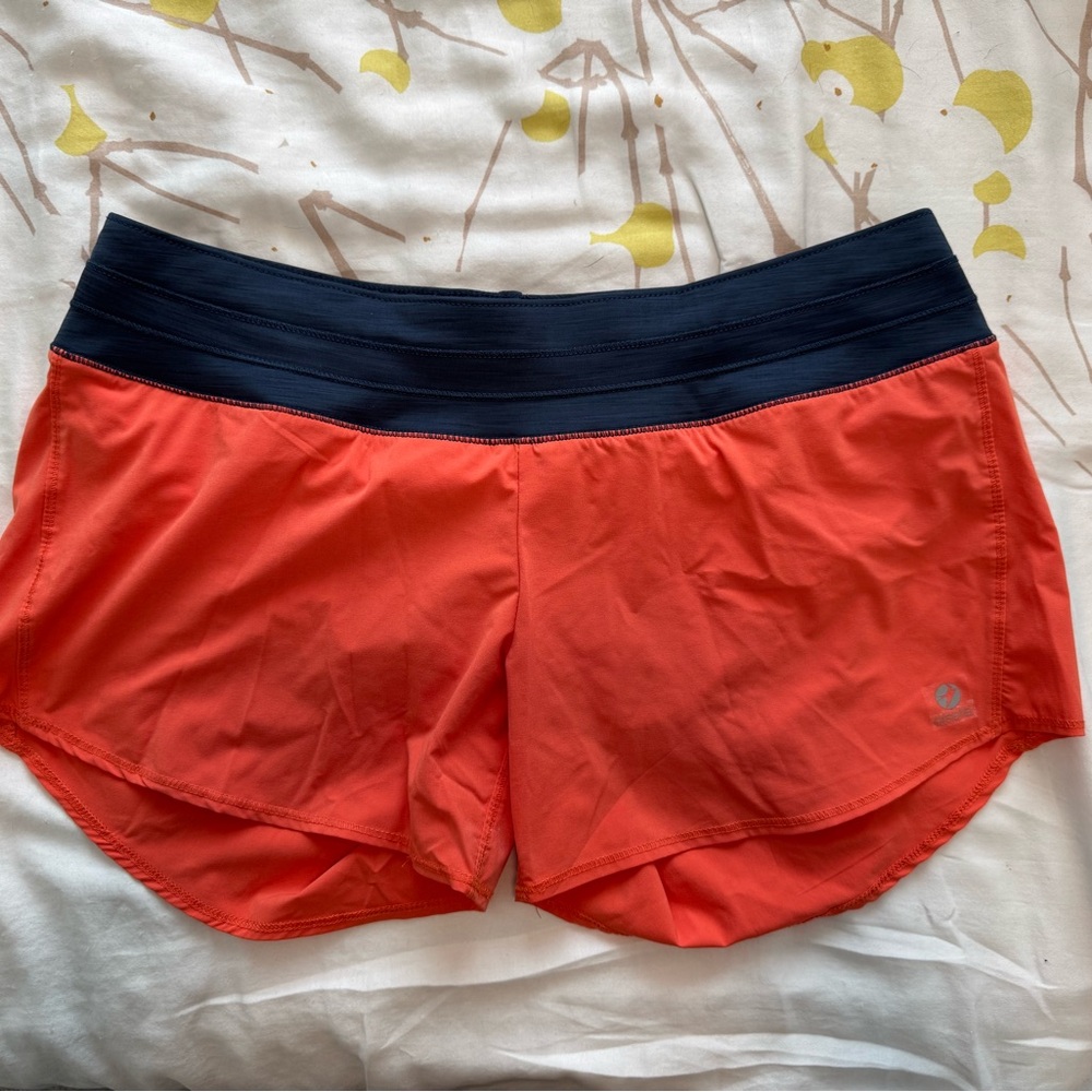 Oiselle Women's Orange and Navy Roga Athletic Shorts